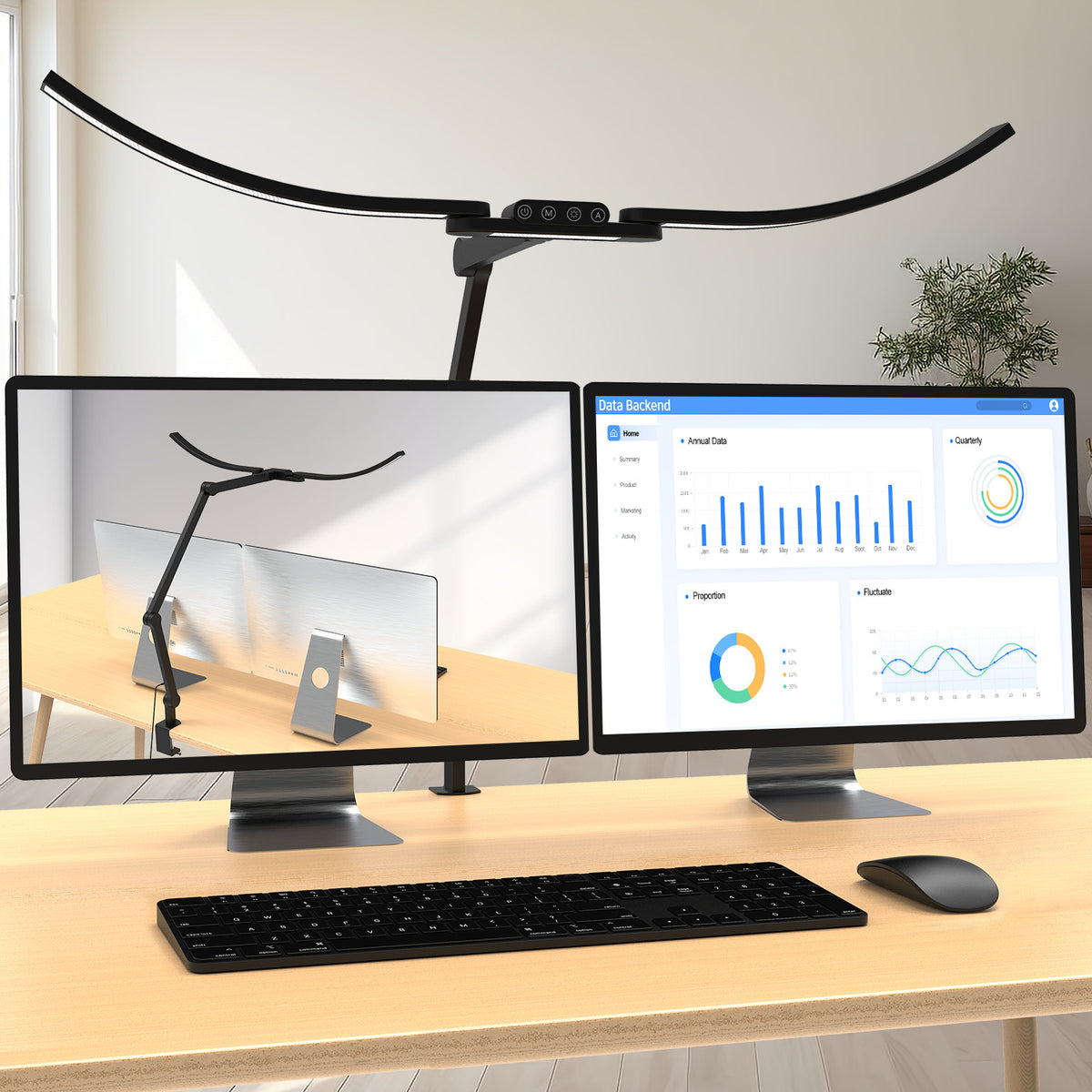 Dual-Curve LED Clamp Desk Lamp – Foldable Long Arm, Touch Control, Soft Light for Study, Reading & Work