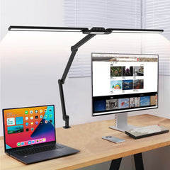 24W Dual-Head Clamp LED Desk Lamp Eye-Caring Designer Light Dimmable for Kids Home Office Study