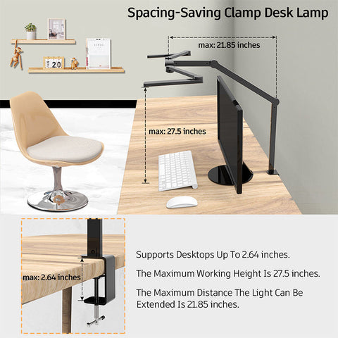 LED Desk Lamp with 3 Heads, 5 Color Temps, 5 Brightness Levels, Adjustable Study & Task Light for Reading & Work
