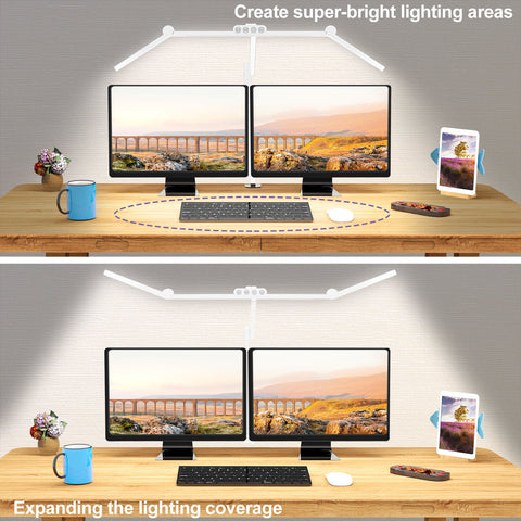LED Clamp Desk Lamp – Foldable Long Arm, Eye-Caring Touch Light with Dimmable & Color Modes for Study & Work