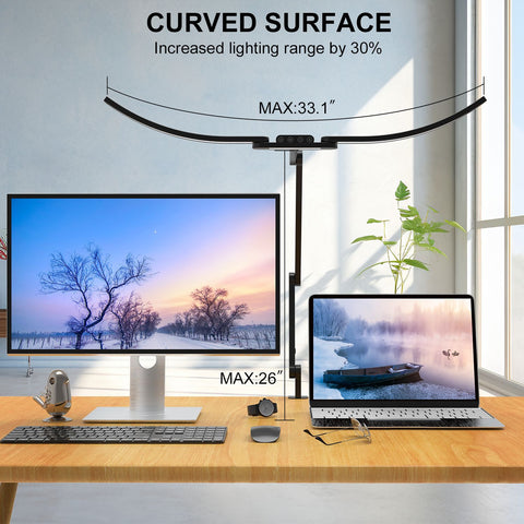 Dual-Curve LED Clamp Desk Lamp – Foldable Long Arm, Touch Control, Soft Light for Study, Reading & Work