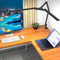 24W Dual-Head Clamp LED Desk Lamp Eye-Caring Designer Light Dimmable for Kids Home Office Study
