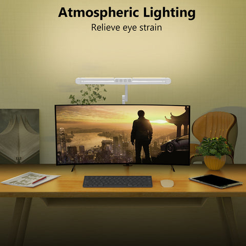 LED Clamp Desk Lamp – Foldable Long Arm, Eye-Caring Touch Light with Dimmable & Color Modes for Study & Work