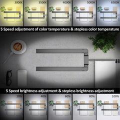 24W Dual-Head Clamp LED Desk Lamp Eye-Caring Designer Light Dimmable for Kids Home Office Study